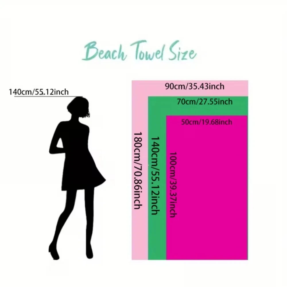 1pc Tropical Plant Printed Large Beach Towel Quick Drying Absorbent Beach Towel Swimming Vacation Camping Beach Towel