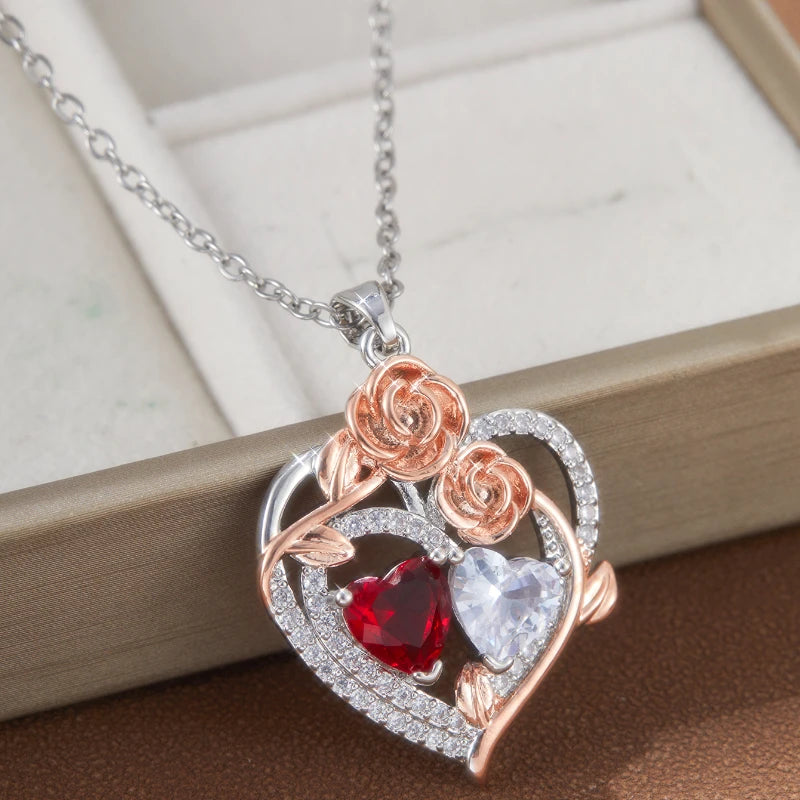 To My Love Eternal Necklaces Double Layered Heart I Love You for Forever Necklace for Women Gilrfriend Wife Valentine's Day Gift