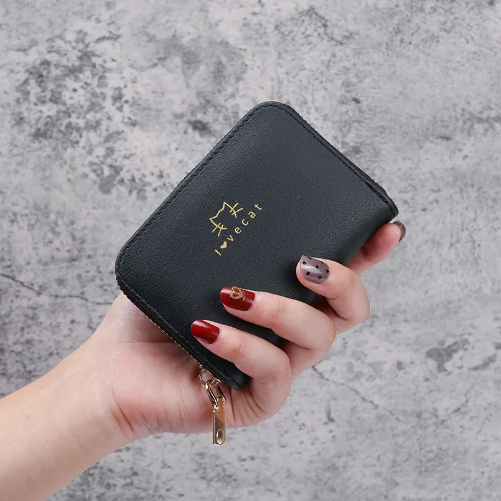 Aesthetic Mini Coin Purse | PU Leather Zipper Wallet for Women
