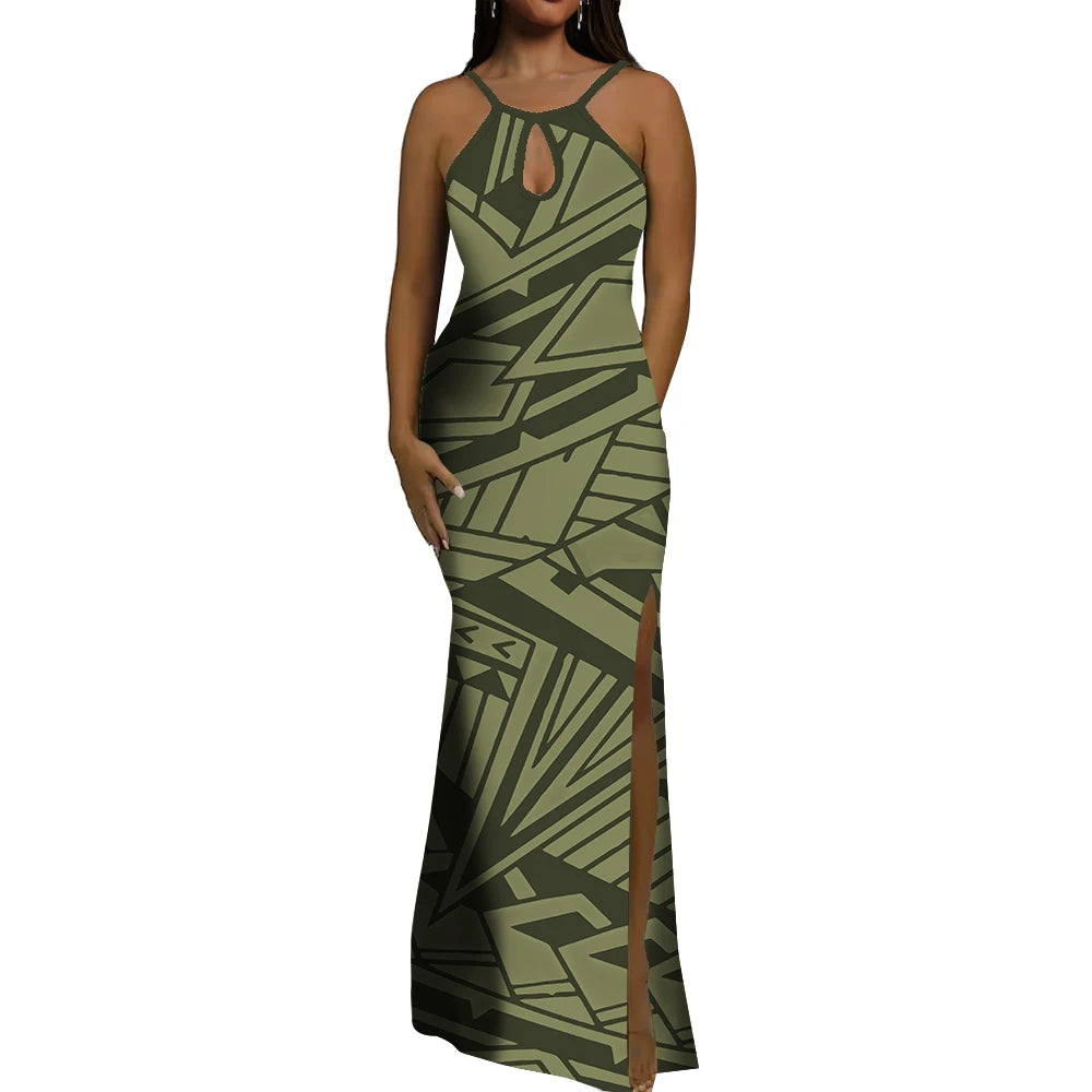 Polynesian Ethnic Tribal Style Design Dress Summer Vintage Elegant Dress Banquet High Quality Dress Custom Printed Dress