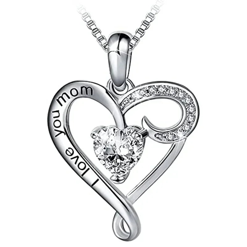 European and American Love Zircon Shining Pendant Silver Necklace Women's Declaration Anniversary Party Jewelry Wholesale