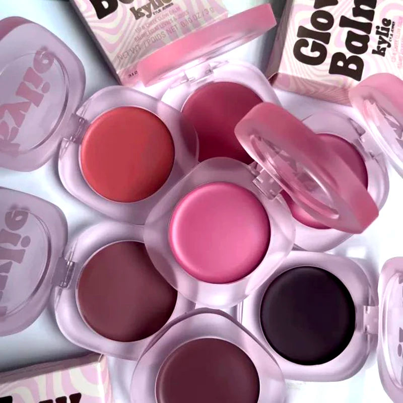 Kylie Hybrid Kissed Power Lip and Cheek Glow Balm Gloss Drip Cream Peach Pink Blusher Lasting Brighten Facial Rouge Cosmetics