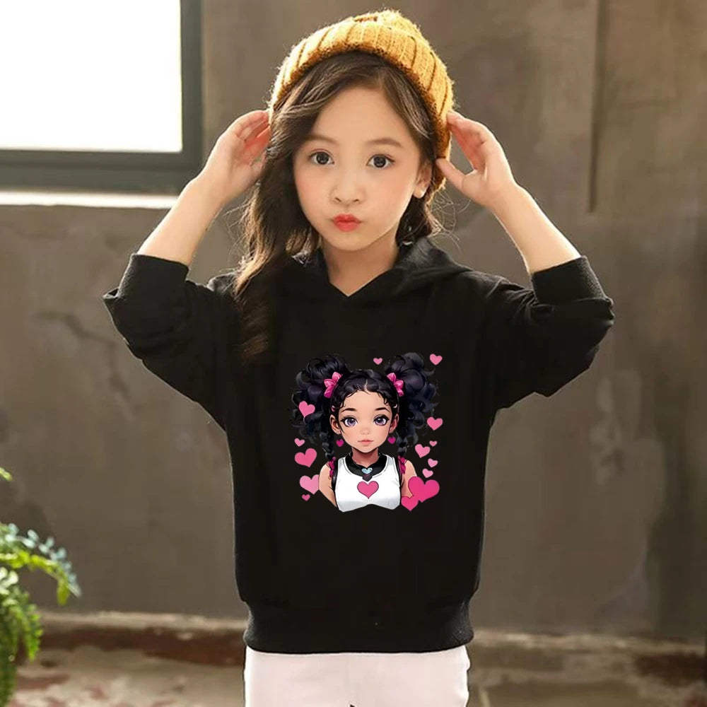 Bow Girl Pink Red Children's Hoodies Coat Top+Pants Suit Black Toddler Leisure Print Comfortable Fabric Clothing