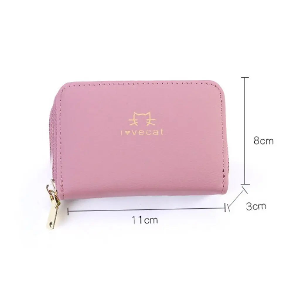 Portable Pu Leather Short Wallet Zipper Closure Cute Style Women Card Holder Simple Design Large Capacity Coin Purse For Women