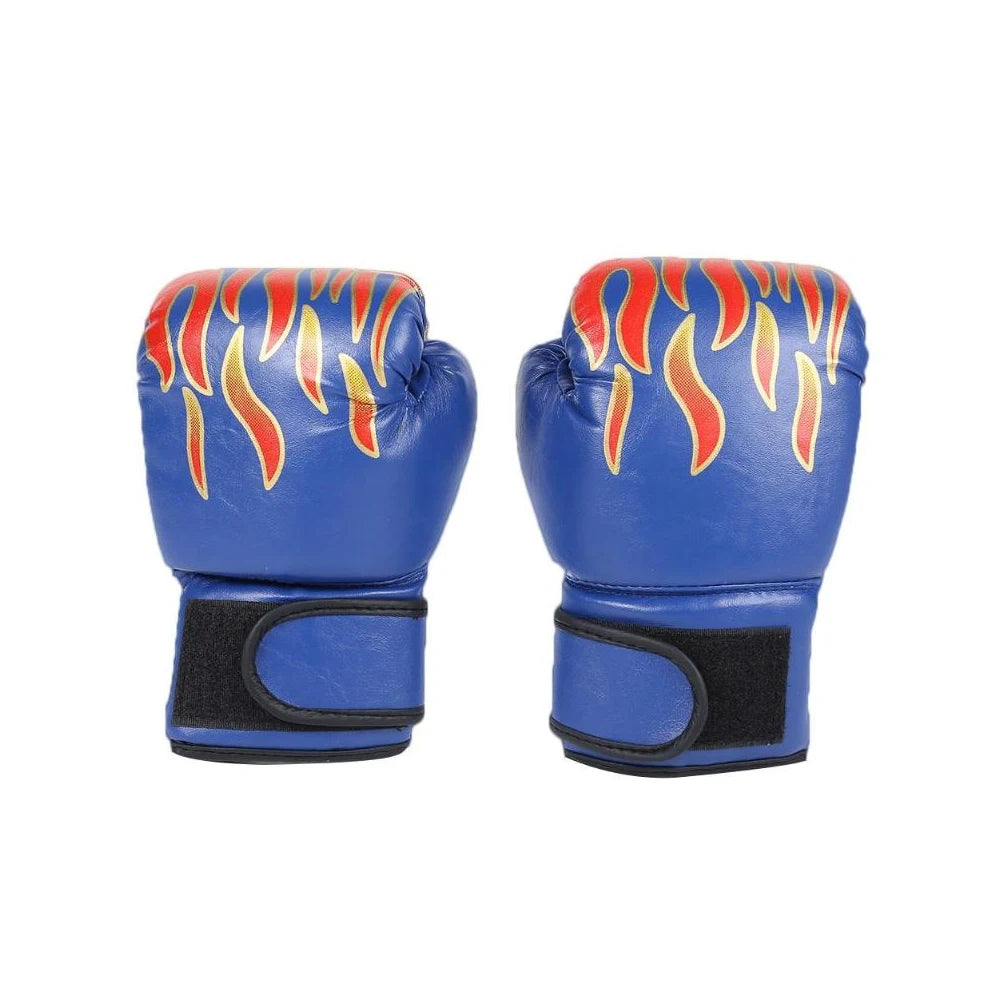 1 Pair Kids Children Boxing Gloves Professional Flame Mesh Breathable Laced Waterproof PU Leather Sanda Boxing Training Gloves