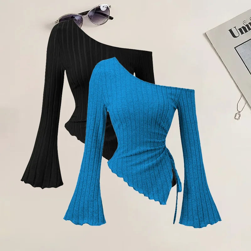 Off-Shoulder Slim Two-Piece Set