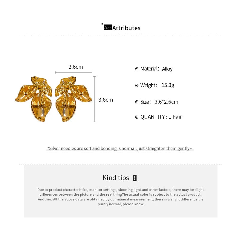 Personalized Design Irregular Geometric Leaf Stud Earrings Punk Golden Metal Female Earring Carnival Banquet Festival Jewelry