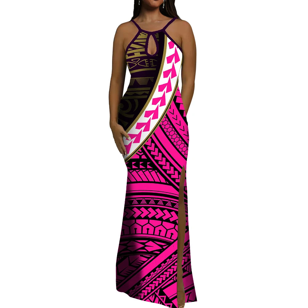 Polynesian Ethnic Tribal Style Design Dress Summer Vintage Elegant Dress Banquet High Quality Dress Custom Printed Dress