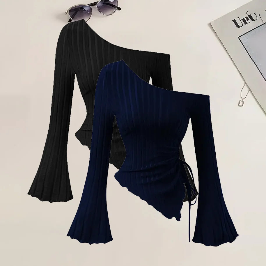 Off-Shoulder Slim Two-Piece Set