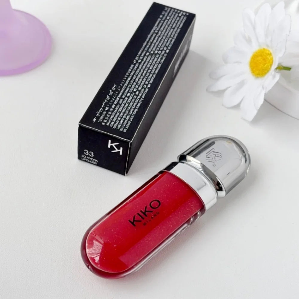 KIKO 3D Liquid Gloss Lip Glaze Mirror Plumper Lipstick Nourished Glossy Full Lips Not Fading Milk Tea Bean Paste Makeup Cosmetic