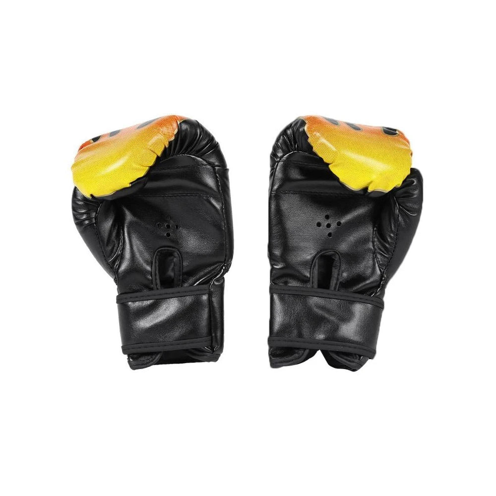 1 Pair Kids Children Boxing Gloves Professional Flame Mesh Breathable Laced Waterproof PU Leather Sanda Boxing Training Gloves