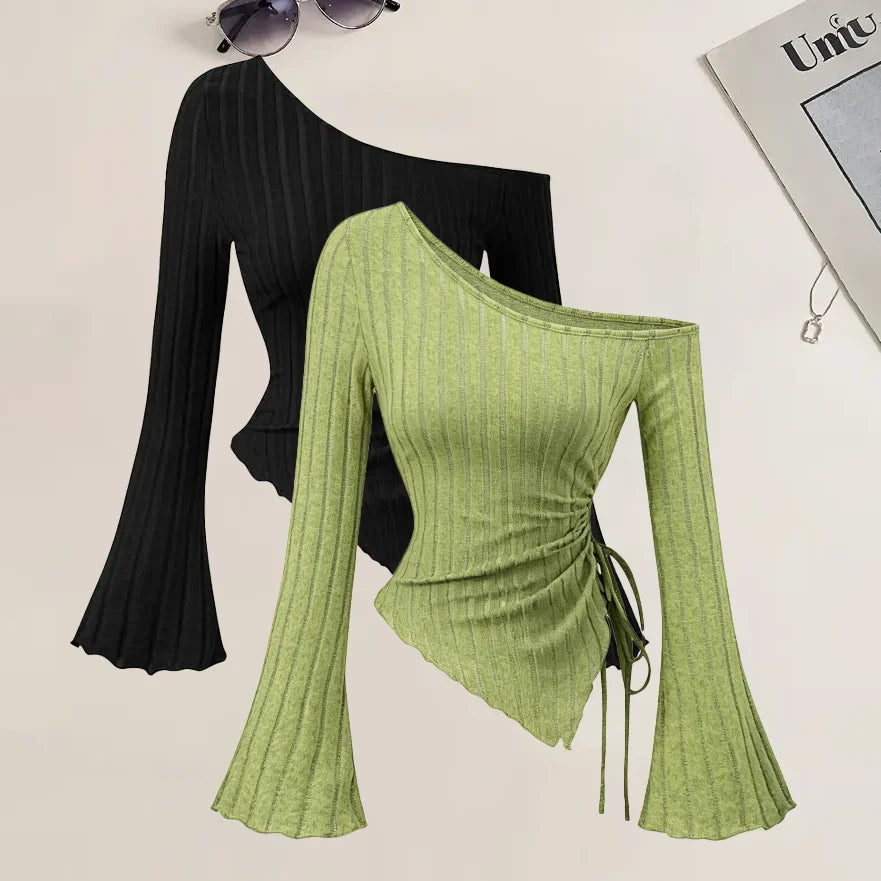 Off-Shoulder Slim Two-Piece Set