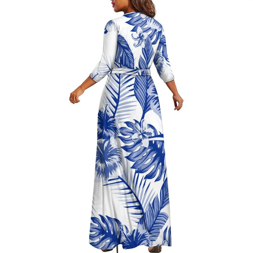 Polynesian Custom Couple Clothing Autumn Long Sleeve New Women'S Dress Hawaii Men'S Formal Shirt 2-Piece Set 2025 New