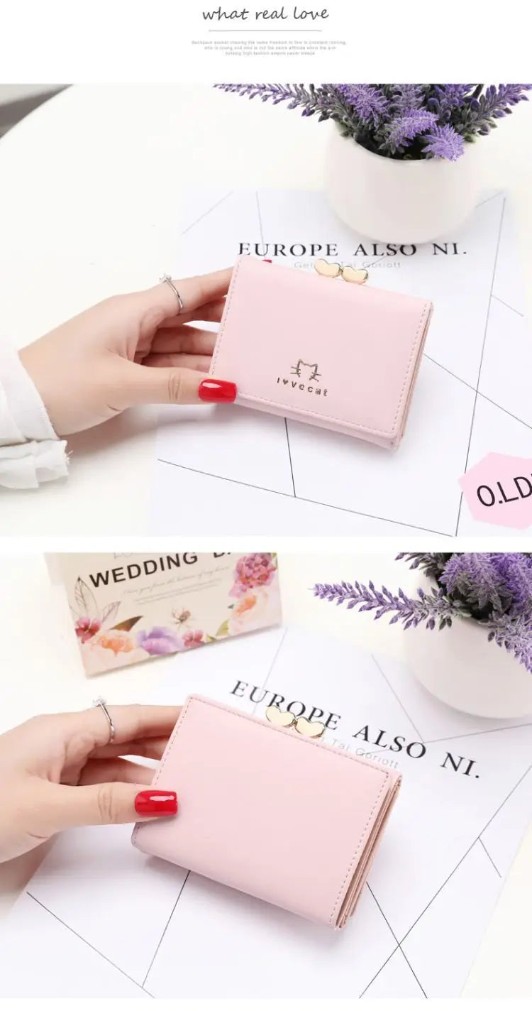 Mini Women Wallet Small animals heart Short Women's Wallet Card Holder Girls Woman Fashion Lady Coin Purse for Female Clutch Bag