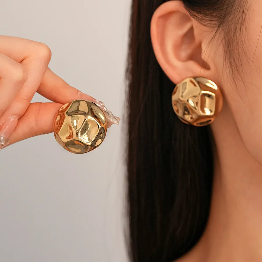 Personalized Design Irregular Geometric Leaf Stud Earrings Punk Golden Metal Female Earring Carnival Banquet Festival Jewelry