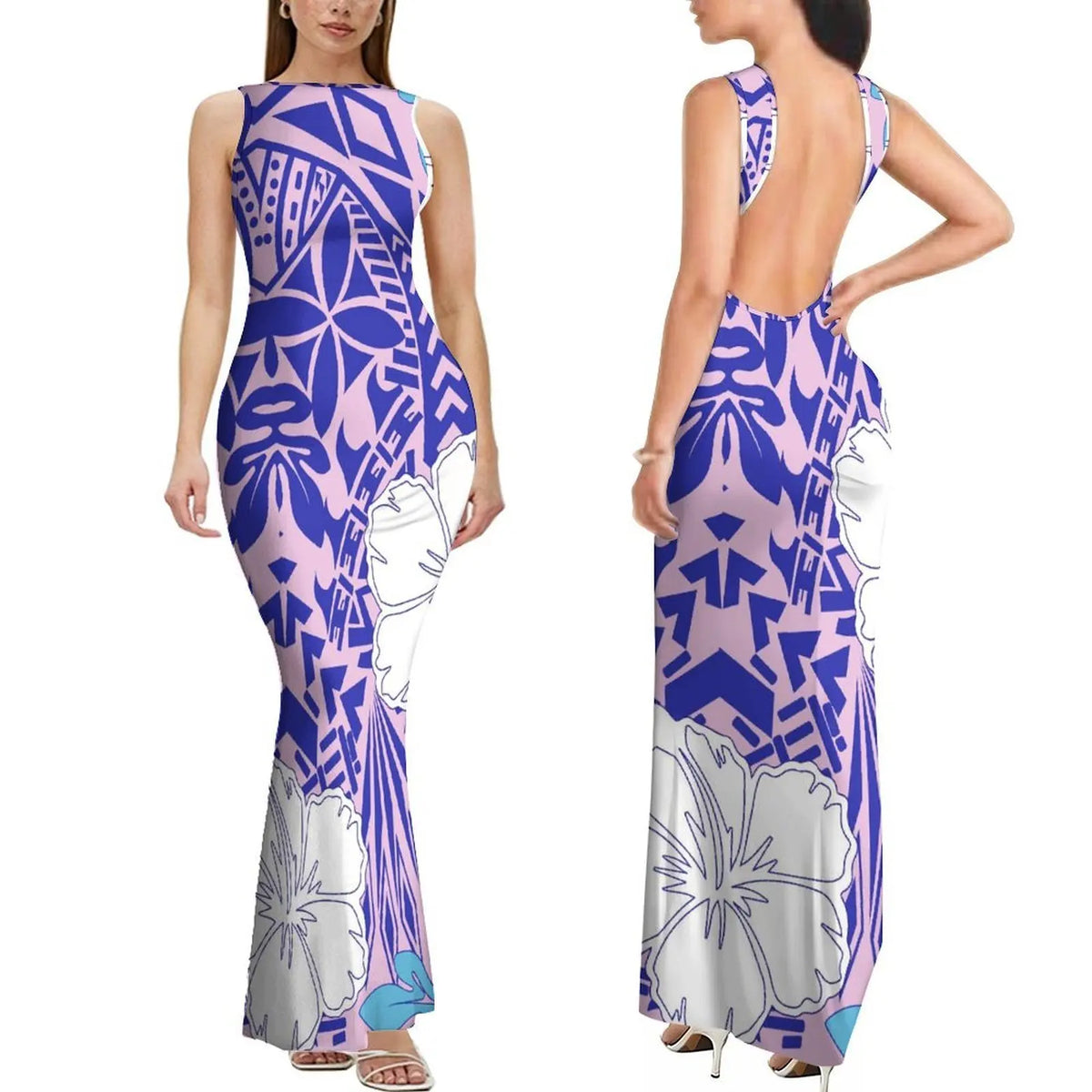 Polynesian Custom-Designed Stylish Comfortable Sleeveless Long Slim Sexy Backless Women'S Dress Elegant Evening Dress