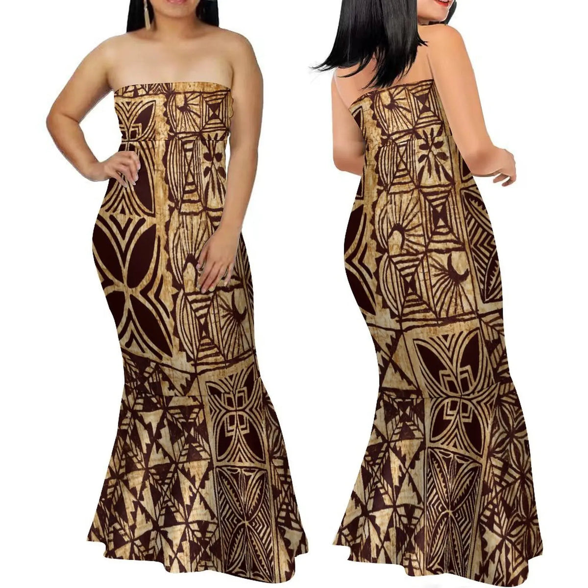 Polynesian Women'S Dress Summer Strapless Fishtail Dress Elegant Temperament Long Dress Banquet High Quality