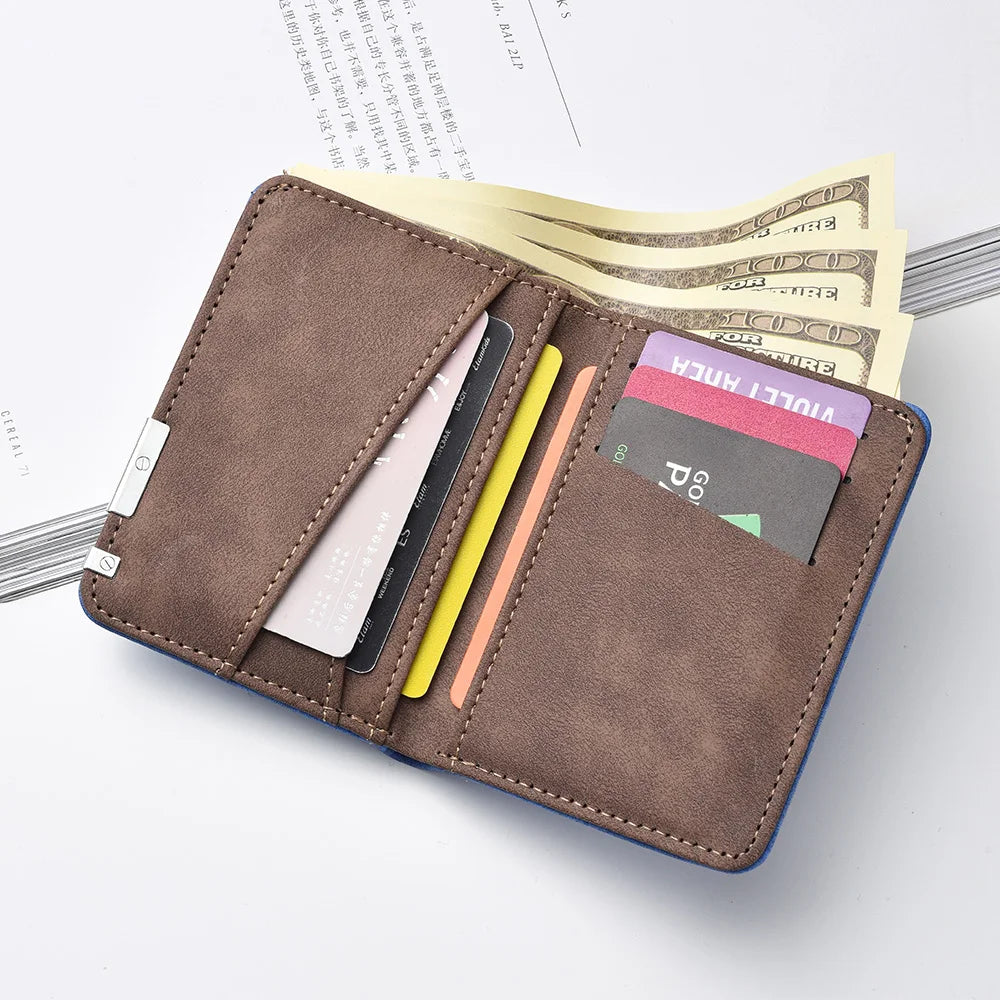 Men's Mini Ultra-Thin Short Wallet Jesus Cross Print Suede PU Leather Credit Card Holder Portable Bifold Christian Purse