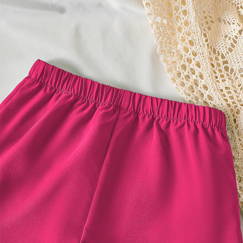 Summer Outfit For Girls Aged 4-7 Kids Girls Clothes Off-Shoulder Top And Shorts 2 Pcs Set Children Clothing For 4 5 6 7 Years