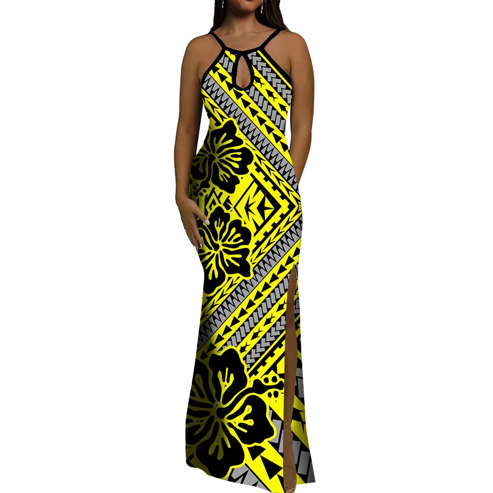 Polynesian Ethnic Tribal Style Design Dress Summer Vintage Elegant Dress Banquet High Quality Dress Custom Printed Dress