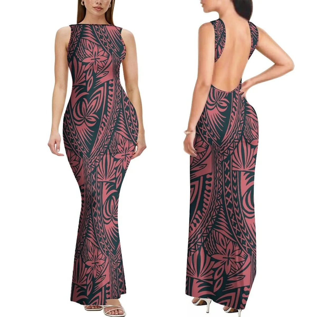Polynesian Custom-Designed Stylish Comfortable Sleeveless Long Slim Sexy Backless Women'S Dress Elegant Evening Dress