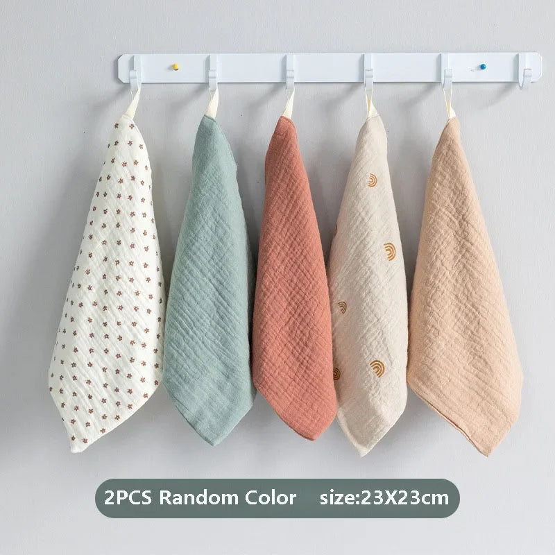 2/5PC Baby Towel New Born Items Stuff Muslin Squares Infant Newborn Hand Bath Shower Face Towel Soft Cotton Gauze Baby Washcloth