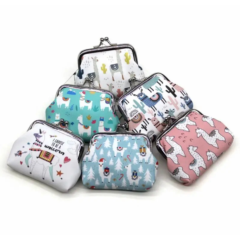 Mini Wallets Cartoon Alpaca Women Girls Cute Kids Coin Purses Ladies Hasp Money Bags Girls Change Purse Female Children Pouch