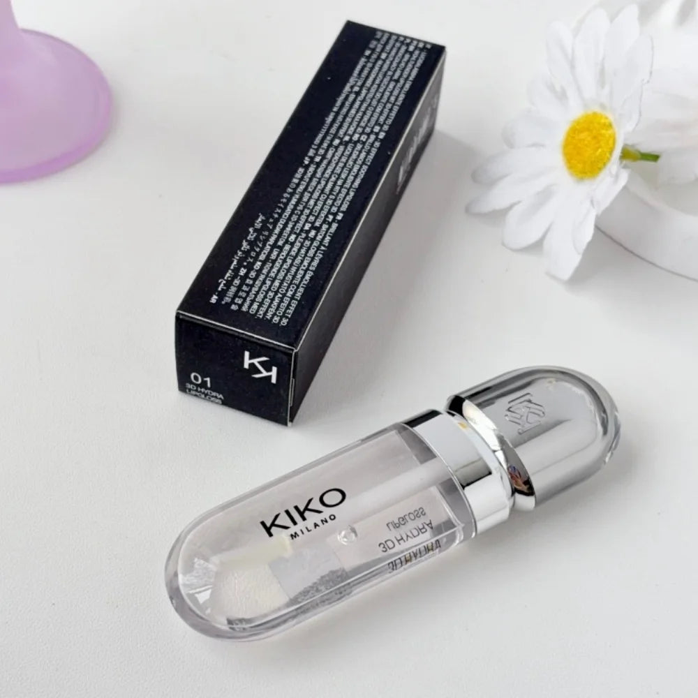 KIKO 3D Liquid Gloss Lip Glaze Mirror Plumper Lipstick Nourished Glossy Full Lips Not Fading Milk Tea Bean Paste Makeup Cosmetic