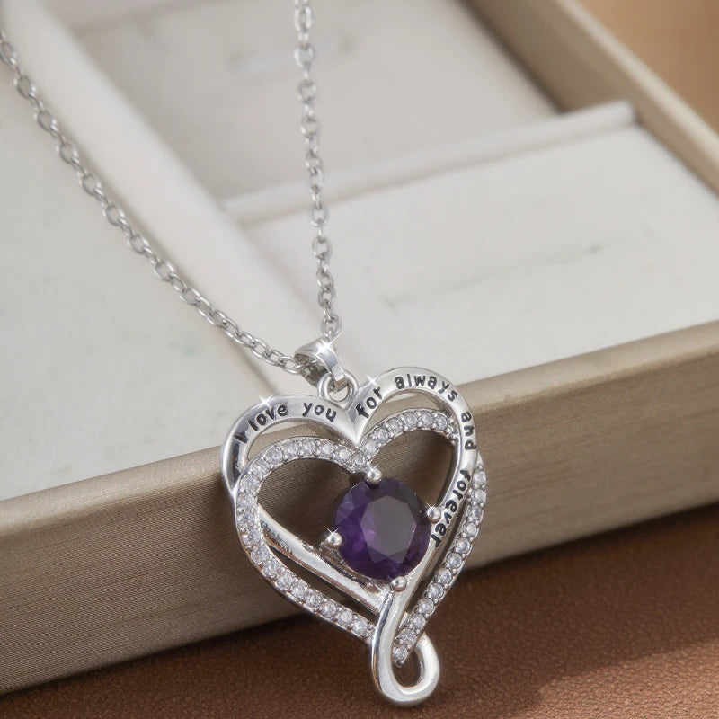 To My Love Eternal Necklaces Double Layered Heart I Love You for Forever Necklace for Women Gilrfriend Wife Valentine's Day Gift