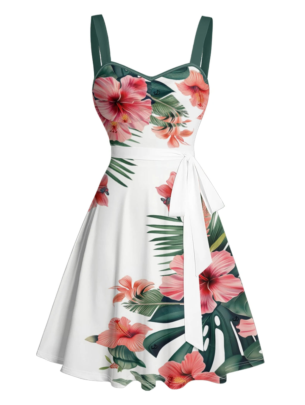 Tropical Flower Print Mini Vacation Dress