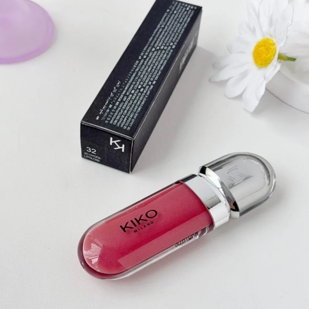 KIKO 3D Liquid Gloss Lip Glaze Mirror Plumper Lipstick Nourished Glossy Full Lips Not Fading Milk Tea Bean Paste Makeup Cosmetic