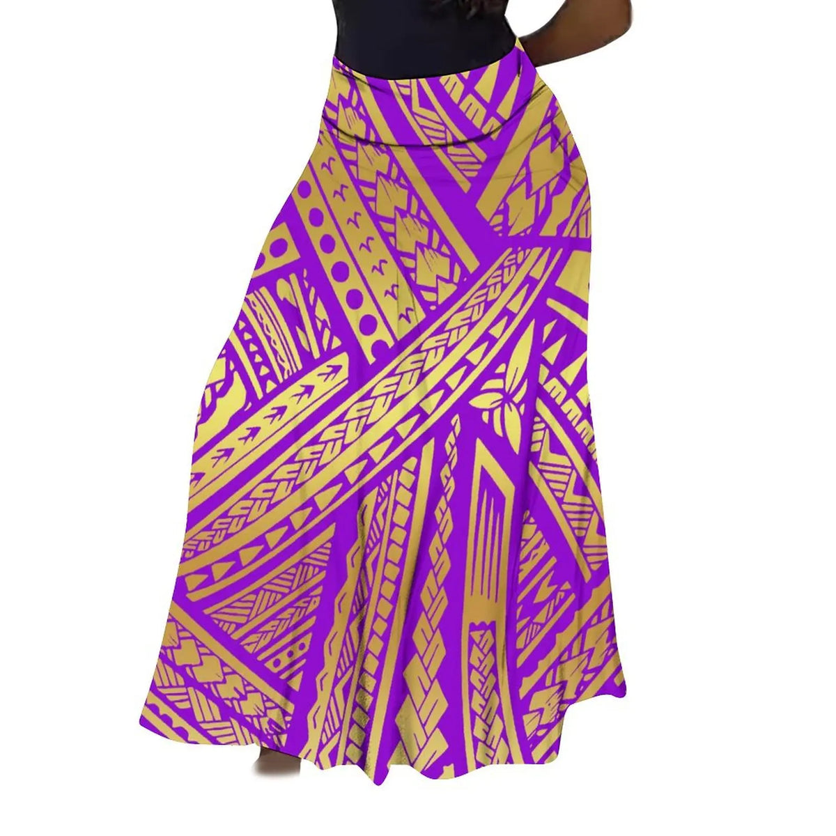 Factory Direct Sales Polynesian Tribal Ethnic Pattern Flower Print Summer Long Skirt Club Skirt Custom Women'S Clothing