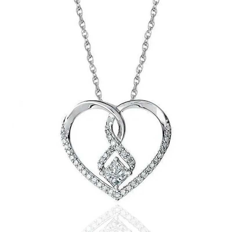 European and American Love Zircon Shining Pendant Silver Necklace Women's Declaration Anniversary Party Jewelry Wholesale