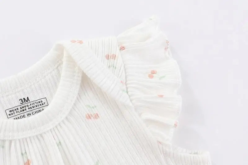 5Pieces Unisex New Born Bodysuits Print Summer Cotton Baby Girl Clothes Sleeveless Cartoon Baby Boy Clothes Set Solid Color
