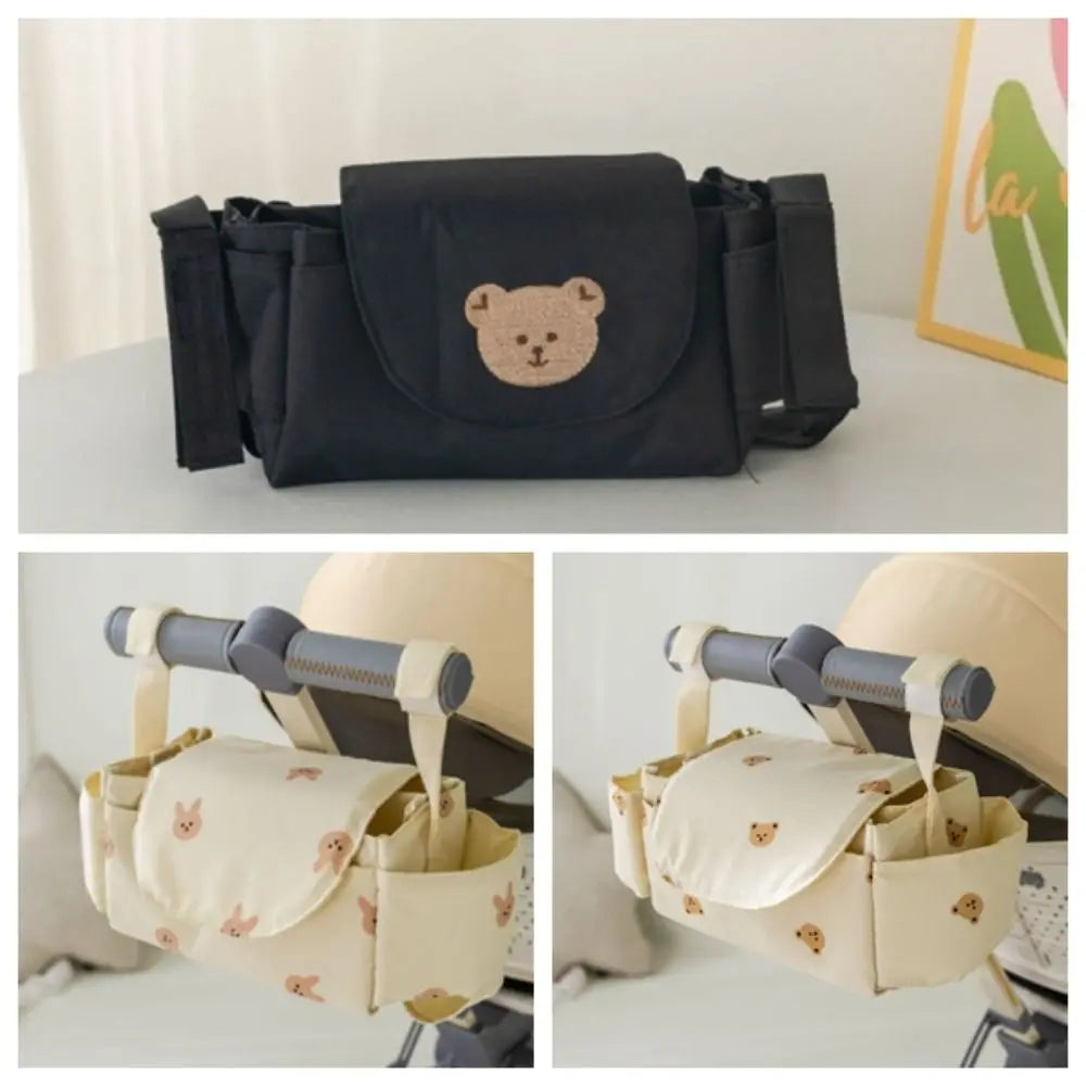 Cartoon Stroller Organizer Bag Cloth Multi Pocket Pram Storage Bag Bear Diaper Bottle Baby Stroller Bag