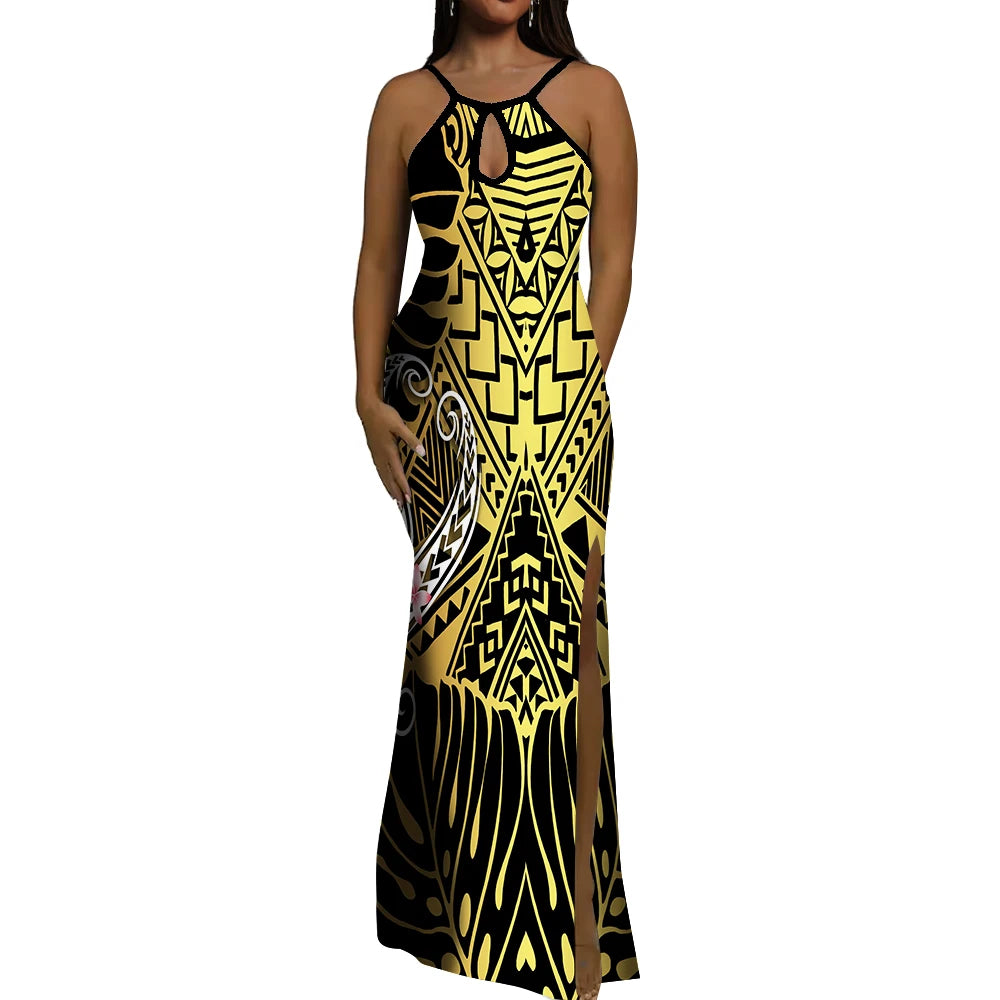 Polynesian Ethnic Tribal Style Design Dress Summer Vintage Elegant Dress Banquet High Quality Dress Custom Printed Dress