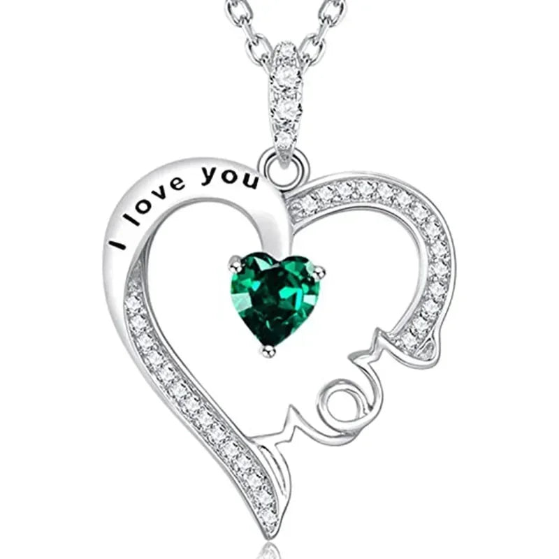 European and American Love Zircon Shining Pendant Silver Necklace Women's Declaration Anniversary Party Jewelry Wholesale