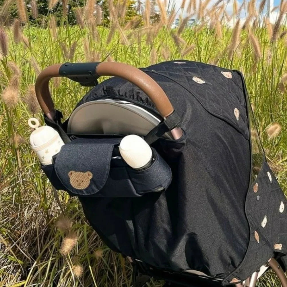 Cartoon Stroller Organizer Bag Cloth Multi Pocket Pram Storage Bag Bear Diaper Bottle Baby Stroller Bag