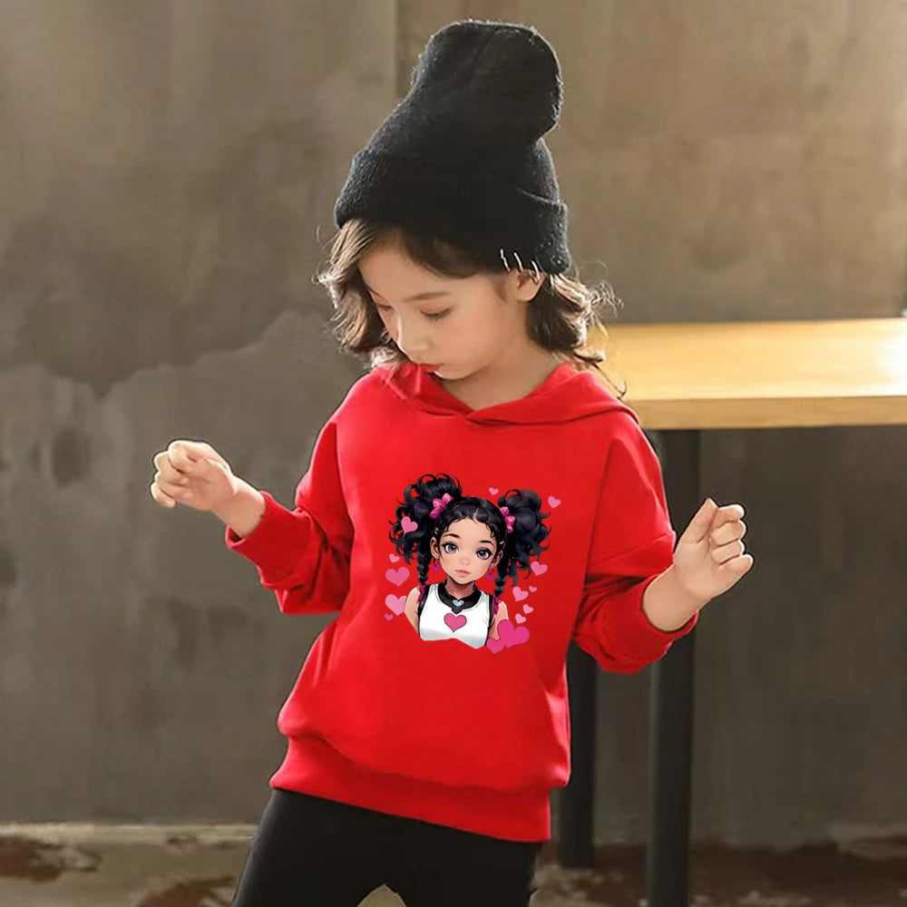 Bow Girl Pink Red Children's Hoodies Coat Top+Pants Suit Black Toddler Leisure Print Comfortable Fabric Clothing