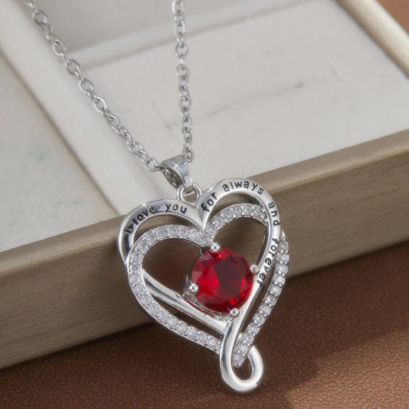 To My Love Eternal Necklaces Double Layered Heart I Love You for Forever Necklace for Women Gilrfriend Wife Valentine's Day Gift