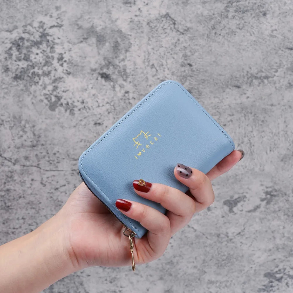 Aesthetic Mini Coin Purse | PU Leather Zipper Wallet for Women