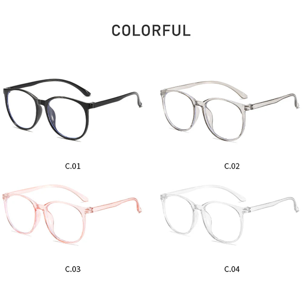Transparent Large Frame Computer Glasses Women Round Anti Blue Light Optical Spectacle Flat Lens Eye Protection Plain Glasses