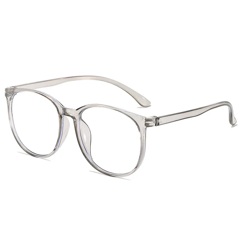 Transparent Large Frame Computer Glasses Women Round Anti Blue Light Optical Spectacle Flat Lens Eye Protection Plain Glasses