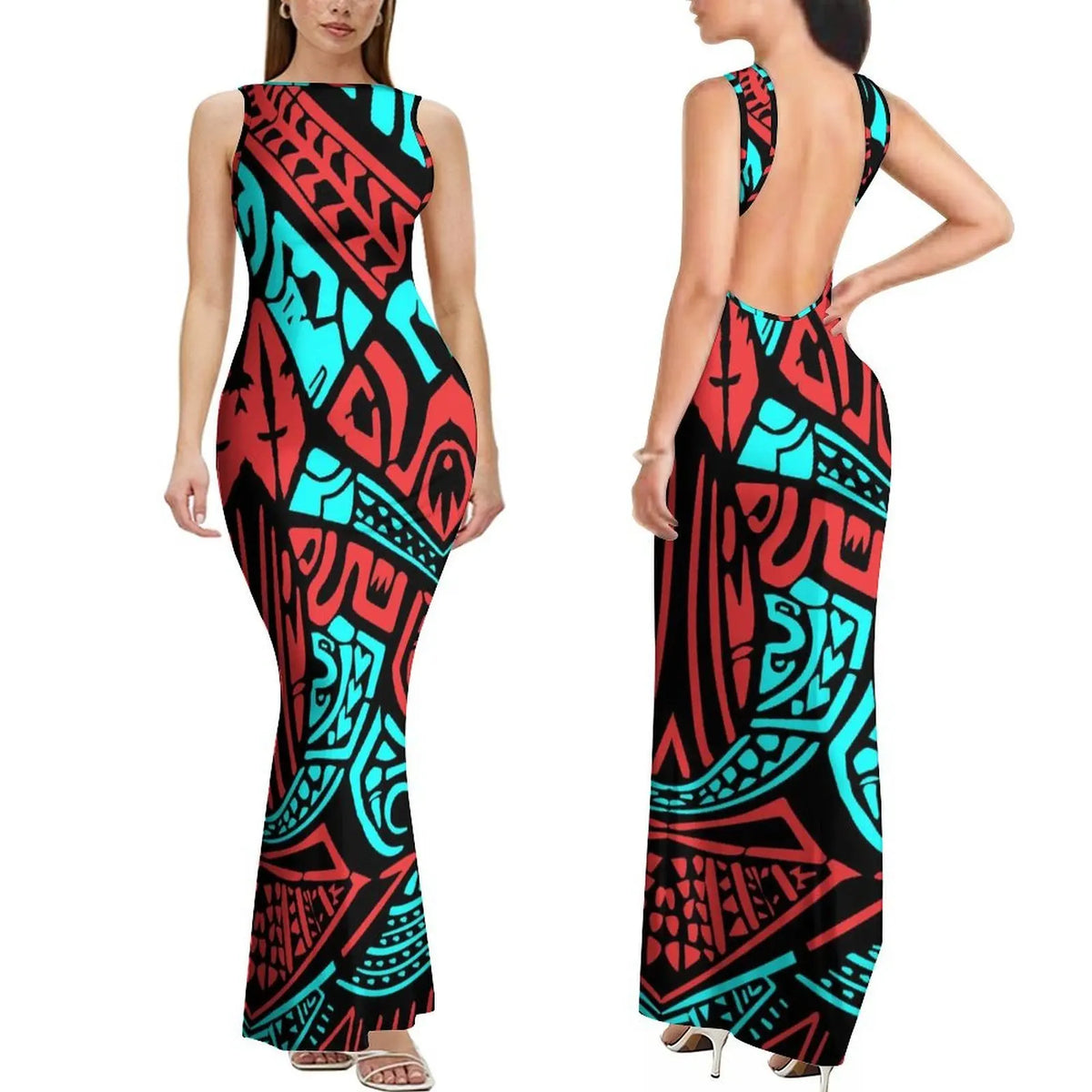 Polynesian Custom-Designed Stylish Comfortable Sleeveless Long Slim Sexy Backless Women'S Dress Elegant Evening Dress