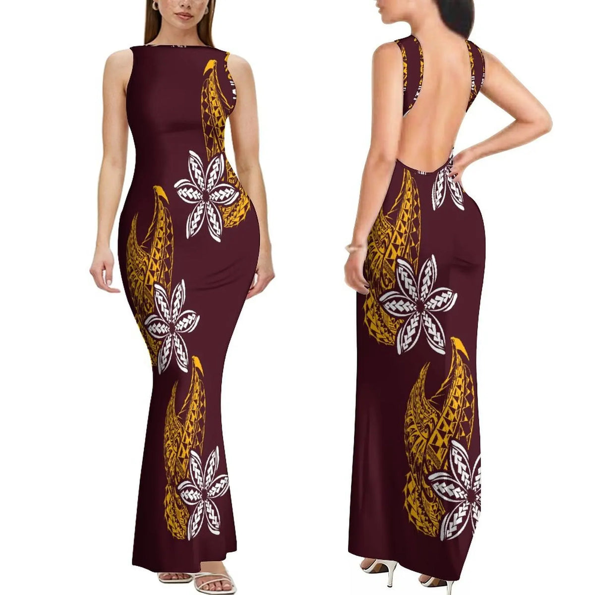Polynesian Custom-Designed Stylish Comfortable Sleeveless Long Slim Sexy Backless Women'S Dress Elegant Evening Dress