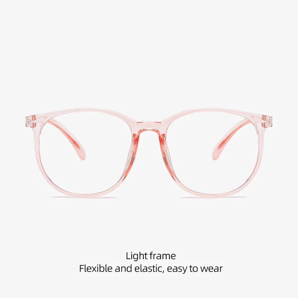 Transparent Large Frame Computer Glasses Women Round Anti Blue Light Optical Spectacle Flat Lens Eye Protection Plain Glasses