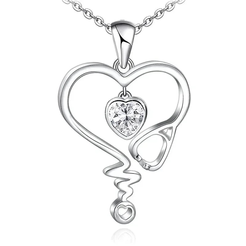 European and American Love Zircon Shining Pendant Silver Necklace Women's Declaration Anniversary Party Jewelry Wholesale