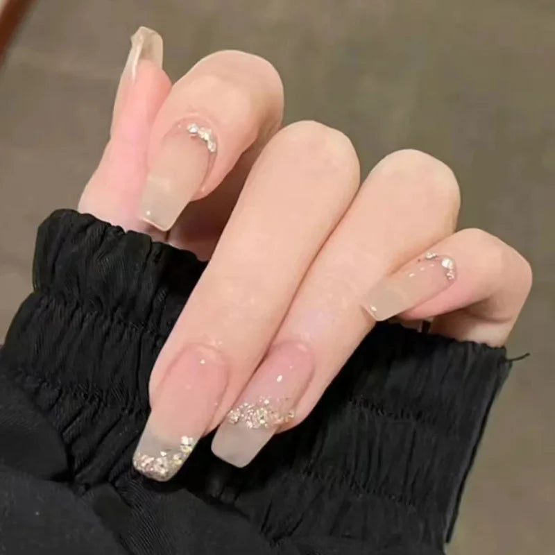 24Pcs Love Heart Butterfly Coffin Fake Nails Art French Long Ballet Detachable Wearing Press on Nail Tips Full Cover False Nails