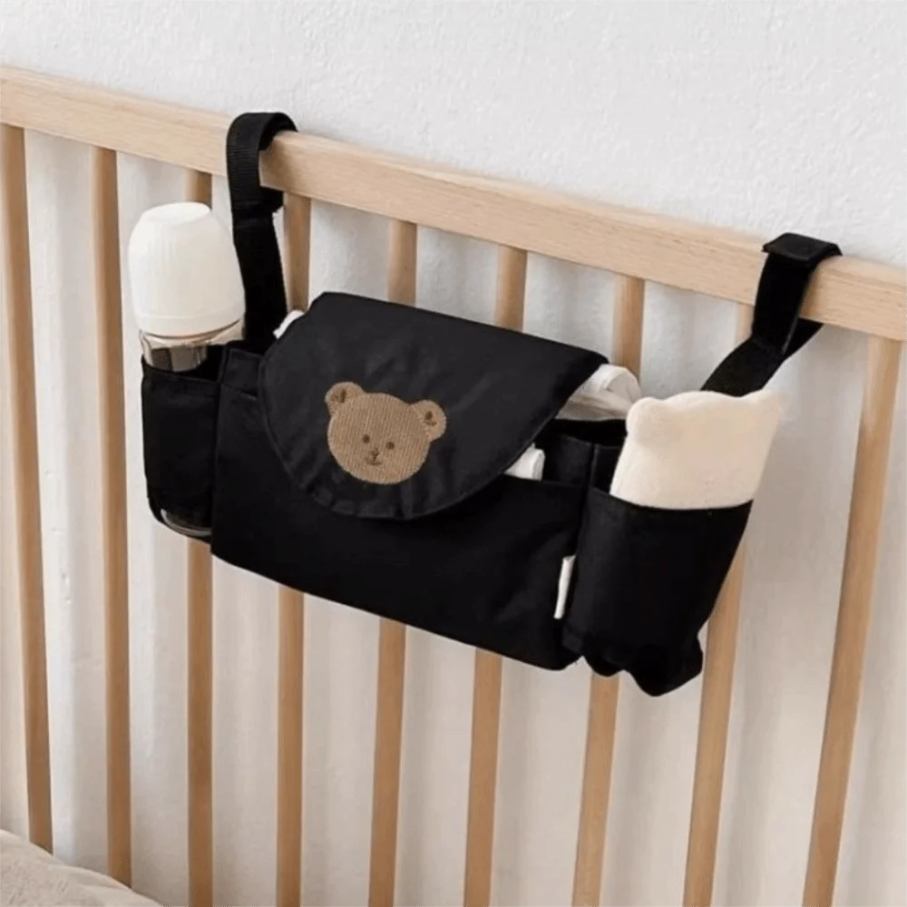 Cartoon Stroller Organizer Bag Cloth Multi Pocket Pram Storage Bag Bear Diaper Bottle Baby Stroller Bag