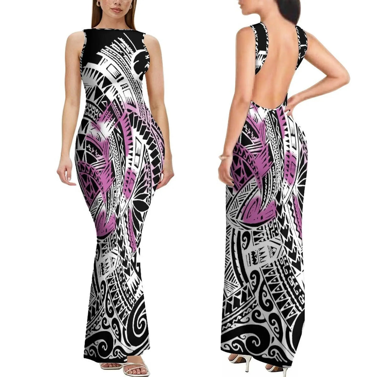 Polynesian Custom-Designed Stylish Comfortable Sleeveless Long Slim Sexy Backless Women'S Dress Elegant Evening Dress